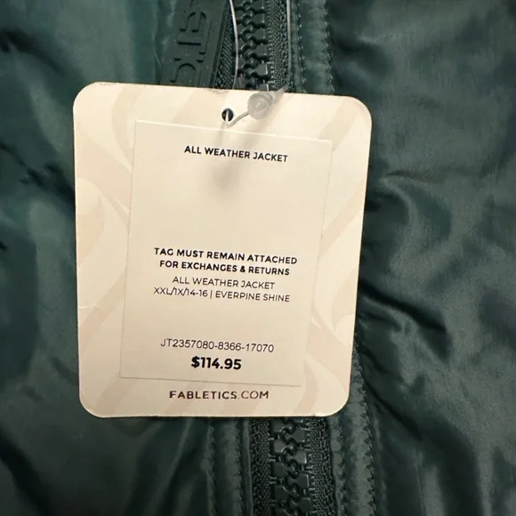 Fabletics Green Puffer Jacket - Picture 4 of 5